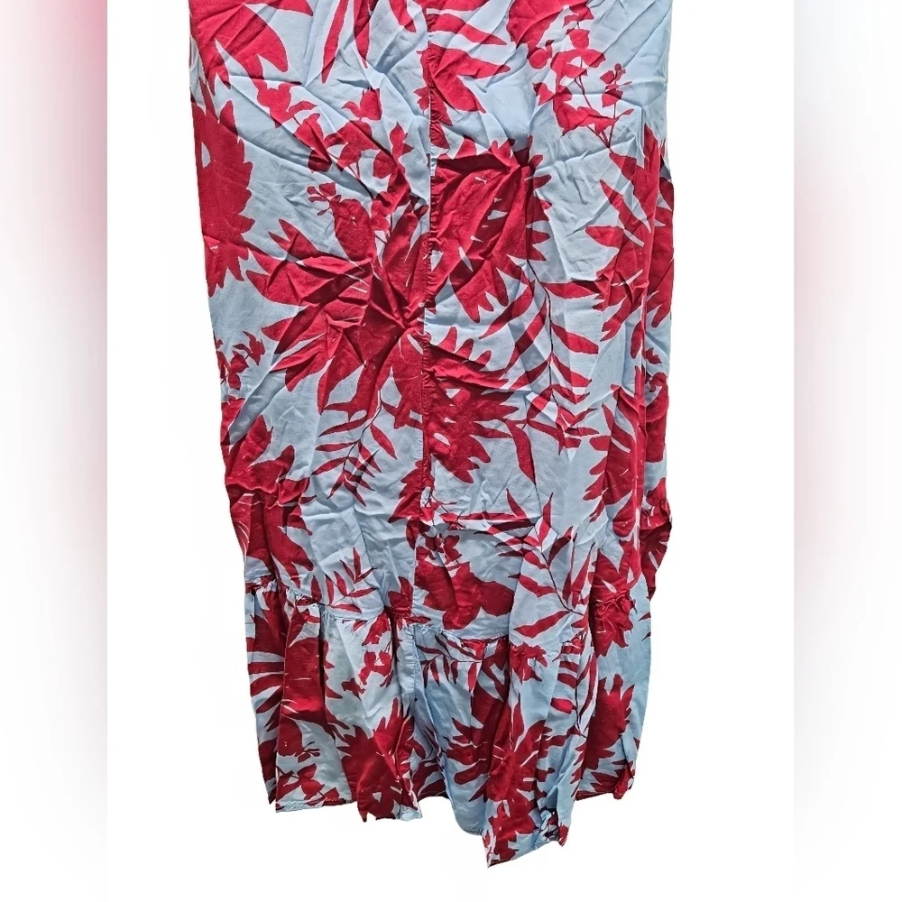 0069 Abel the Label Dress Tropical Blue Pink Floral High Low Midi Flounce XS - Picture 8 of 15